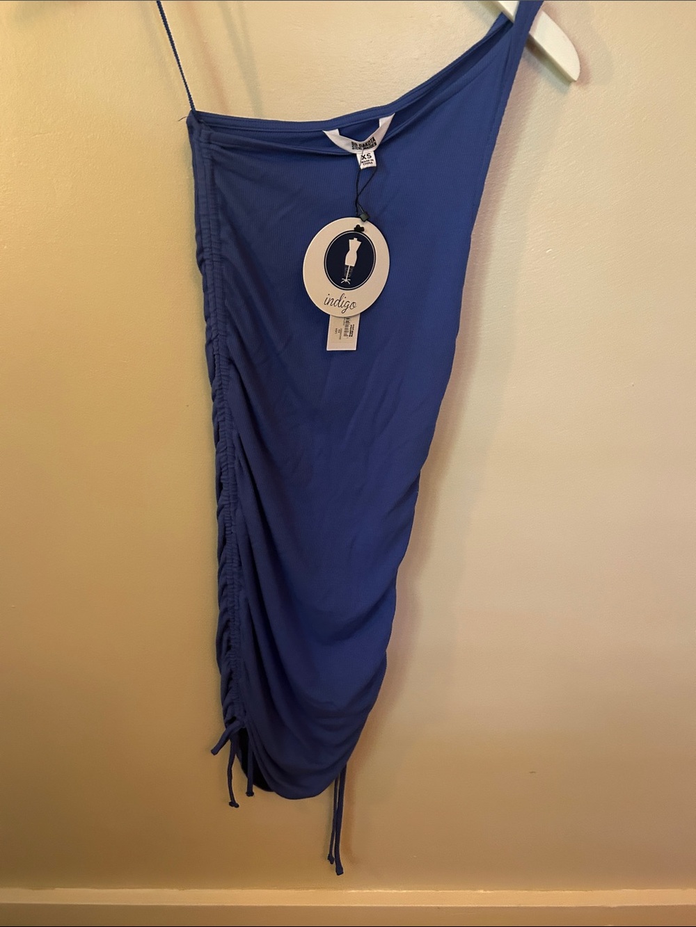 Indigo Asymmetrical Ruched Blue Dress